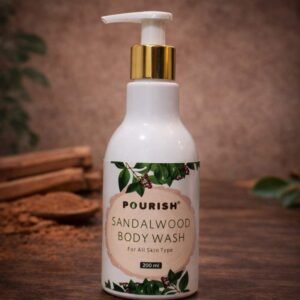 Pourish sandalwood body wash 200ml natural body cleanser for all skin types with moisturizing and refreshing formula