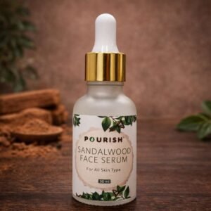 Pourish sandalwood face serum 30ml natural skin brightening serum for all skin types with hydration and glow