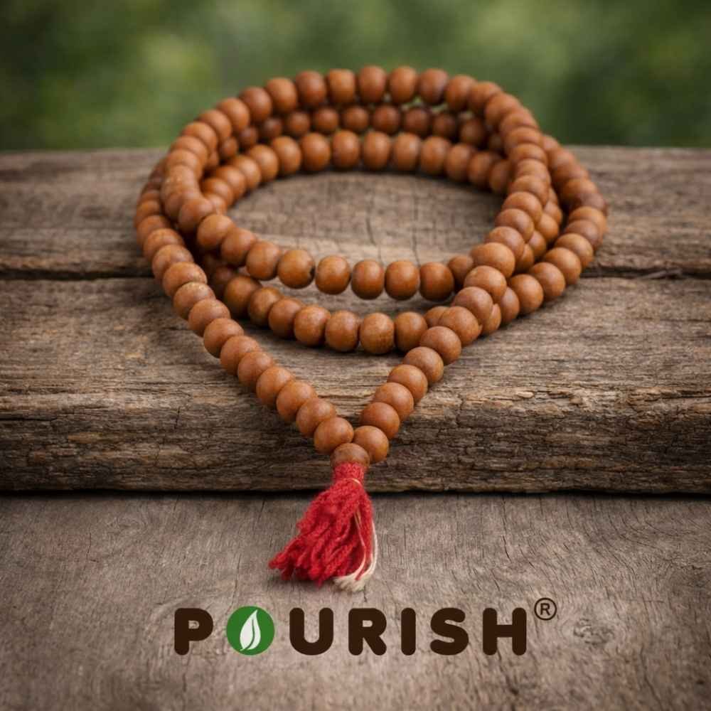 Pourish sandalwood mala beads natural wooden prayer necklace for meditation spiritual use and yoga Pourish sandalwood mala beads natural wooden prayer necklace for meditation spiritual use and yoga