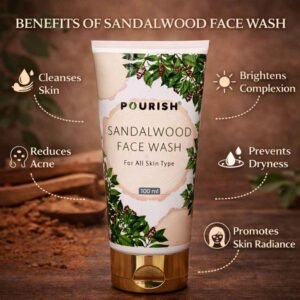 pourish sandalwood face wash benefits for glowing skin acne control 100ml
