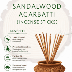 POURISH Premium Sandalwood Agarbatti (Incense Sticks) made with Natural Sandalwood fragrance for meditation, prayer, yoga, and home fragrance.